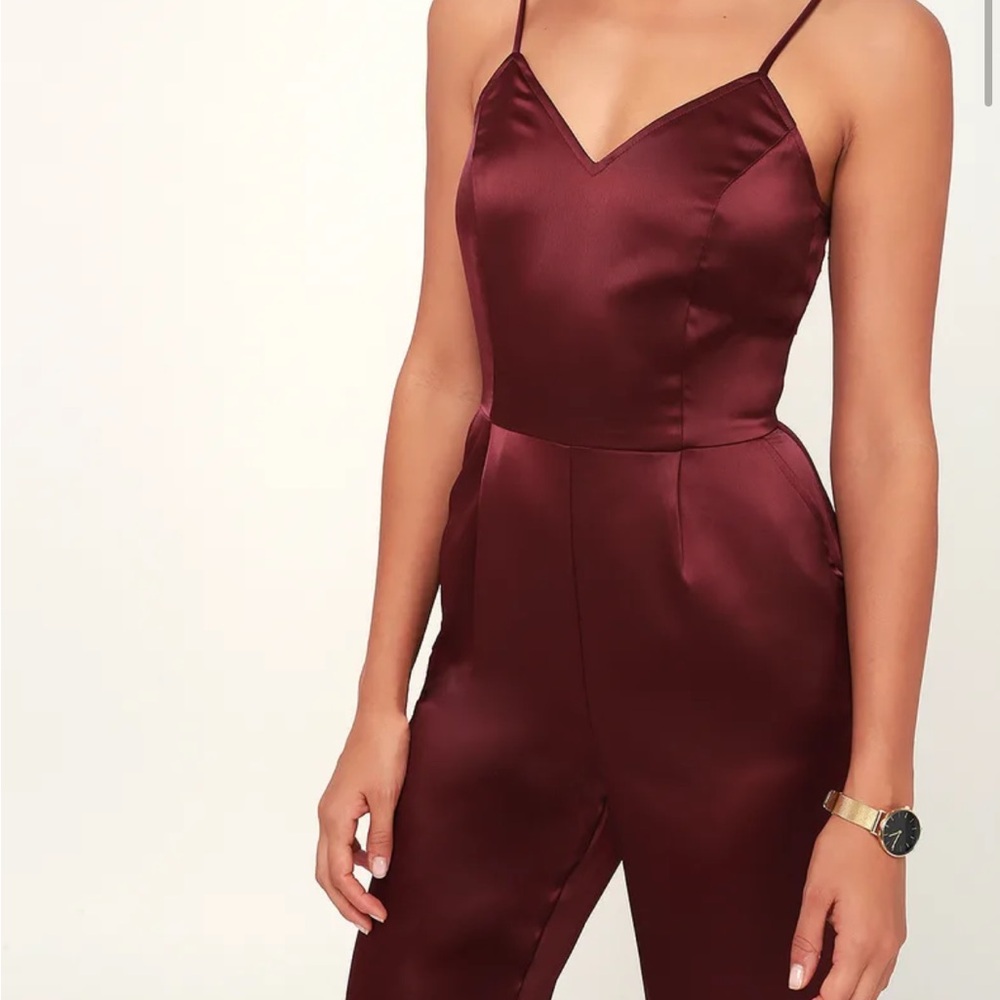 Touch of Heaven Burgundy Satin Sleeveless Jumpsuit
